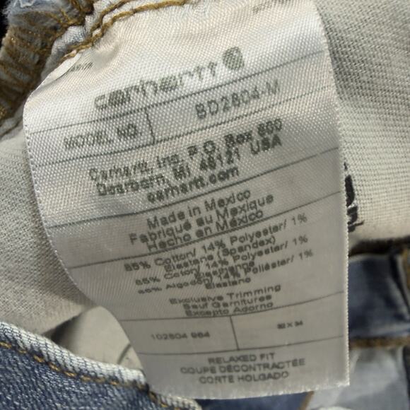 NWOT Carhartt Rugged Flex Relaxed Fit Light Wash Stretch Denim Jeans Mens 32x34 - Picture 7 of 10